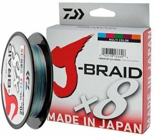 Шнур Daiwa J-Braid X8 Multicolor 0.22мм 37.5lb 150м