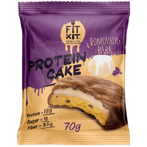 Fit Kit Protein Cake (70 г) (вкус: ромовая баба) Протеиновое печенье печенье fit kit extra тройной шоколад 1 шт