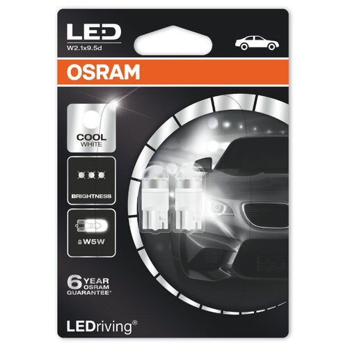 фото Лампа автомобильная светодиодная Osram COOL WHITE W5W 2850CW-02B 12V 1W 2 шт.