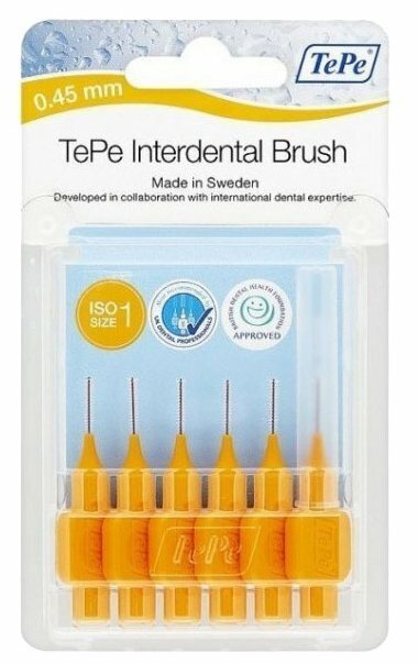 Зубной ершик TePe Original 1, orange, 6 шт., диаметр щетинок 0.45 мм