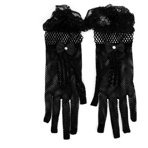 Карнавальные перчатки, цвет черный, короткие 9197370 карнавальные перчатки цвет серебро