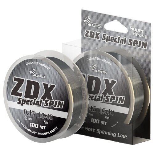 фото Монофильная леска allvega zdx special spin светло-серая 0.45 мм 100 м 15.4 кг