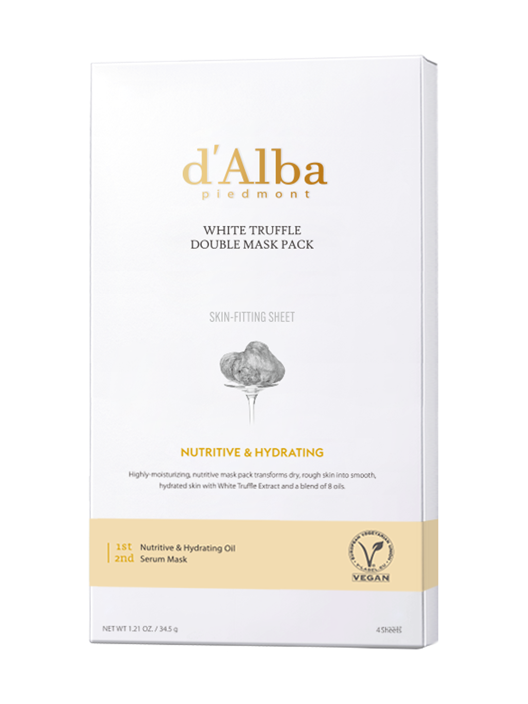 D'Alba Питательная двойная маска для лица White Truffle Double Mask Pack (Nutritive) 4шт (набор)