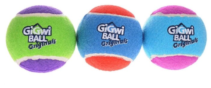 Три мяча с пищалкой 6,3 см, GiGwi (игрушка для собак, 75338)