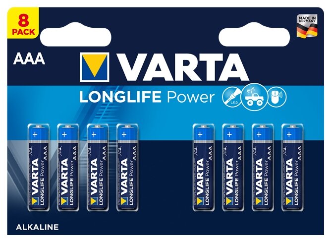 Батарейка AAA щелочная Varta LR3-8BL Longlife Power (High Energy 4903) в блистере 8шт.