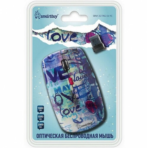 Мышь Smartbuy 327AG принт Love беспроводная оптическая 2000 dpi 2xAAА USB принт Love 94500₽