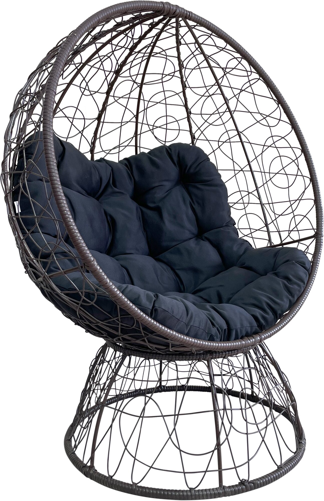 Кресло-кокон ореон стоячее коричневый (черная подушка, полиэстер) - фотография № 1