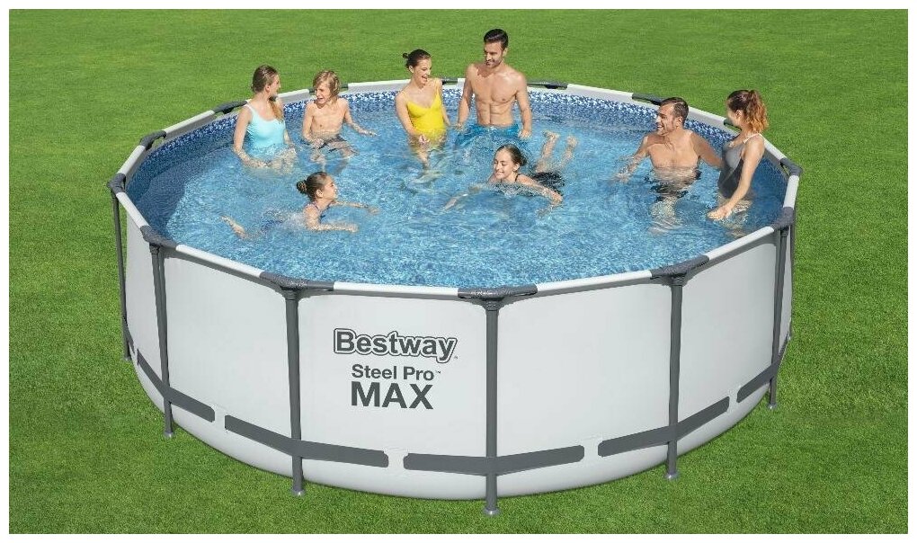 Каркасный бассейн Bestway Steel Pro Max 427х122см, 15232л, фил.-насос, лестница, тент - фотография № 2