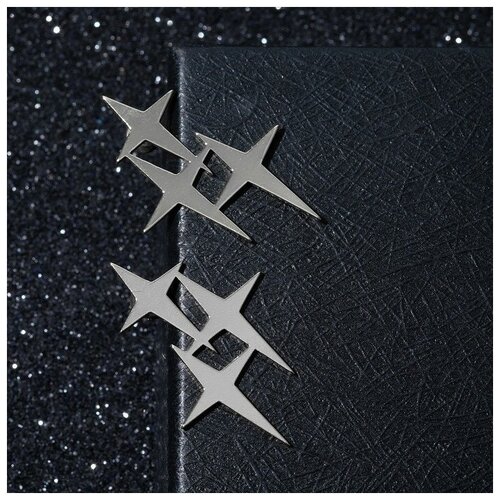 Серьги , серебряный серьги женские звёзды перламутровые родированные 3 1 см 1 пара