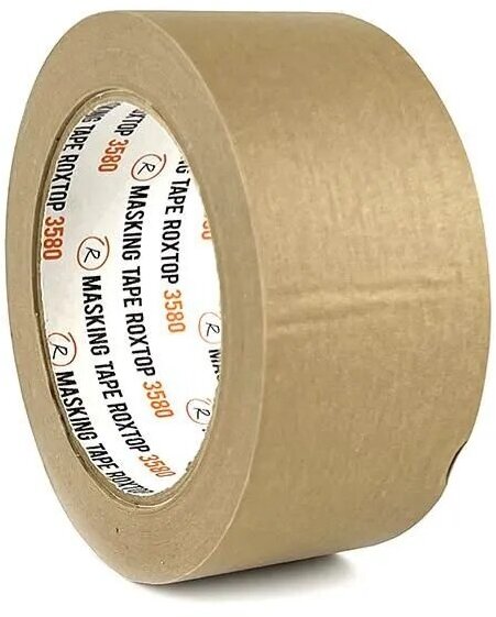 фото RoxelPro Малярная лента ROXTOP 3580 80°, коричневая, 48мм х 40м