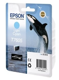 Картридж струйный Epson T7605 C13T76054010 светло-голубой для Epson SureColor SC-P600 Epson 6537646 .