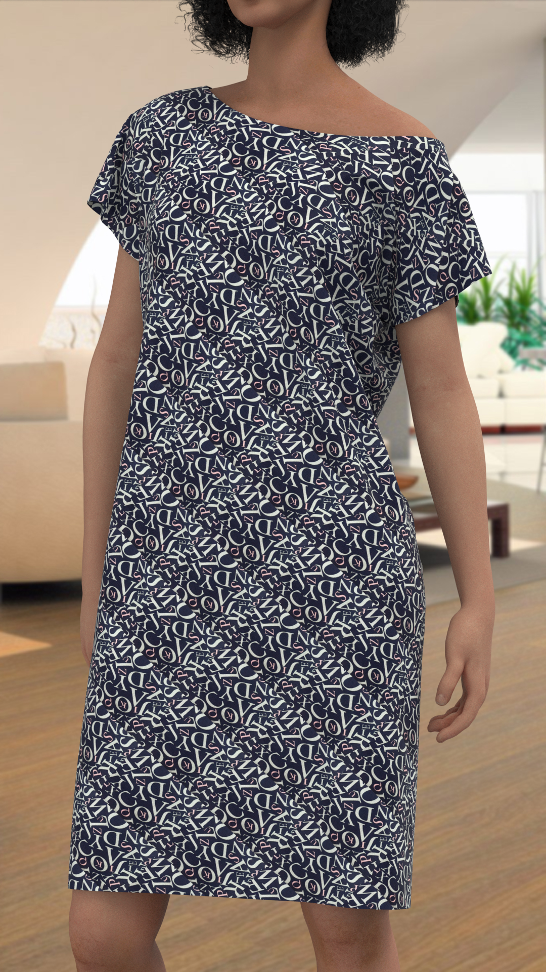 Платье туника пижама женская домашняя большие размеры с принтом буквы платье женское домашнее накидка - фотография № 3
