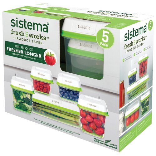 фото Sistema набор контейнеров freshworks (5 шт) 53155 зеленый/прозрачный