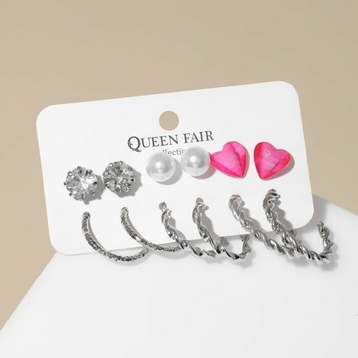 Серьги пусеты Queen Fair, пластик, стекло, эмаль