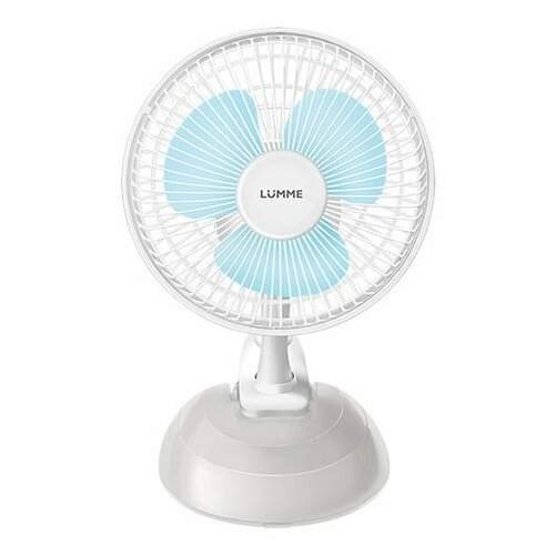 Настольный вентилятор LUMME LU-109, белый/голубой настольный вентилятор 3 режима работы удобная подставка и прищепка 2 в 1