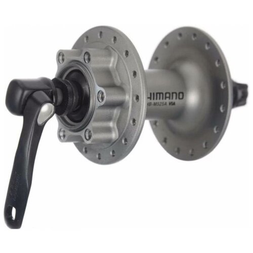 фото Shimano втулка передн. shimano deore, m525a, 36 отв, qr, 6-болт, сереб.