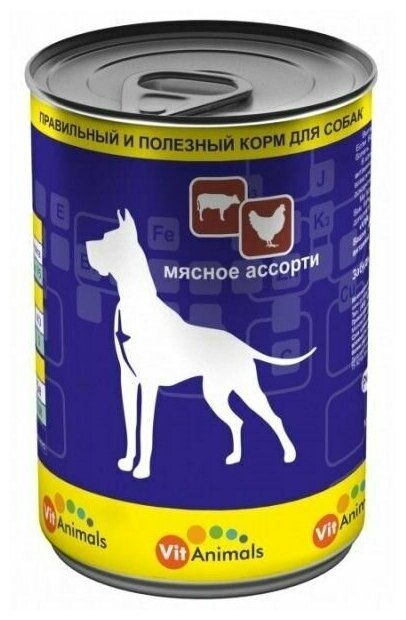 Консервы для собак VitAnimals с Мясное ассорти 12шт х 410 г