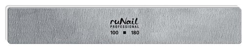 ruNail, Пилка для искусственных ногтей серая, прямая, 100/180