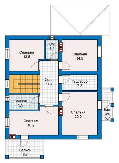 Проект газобетонного дома Catalog-Plans-57-46 (197,37кв.м, 14x12,45м, газобетон 400) - фотография № 3