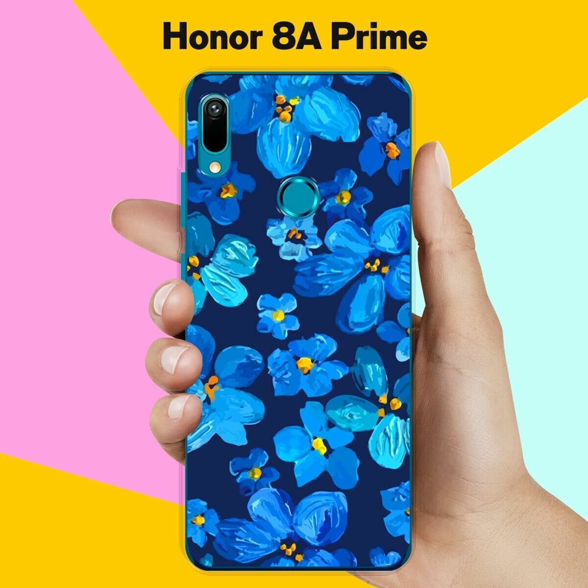 Силиконовый чехол на Honor 8A Prime Синие цветы / для Хонор 8А Прайм