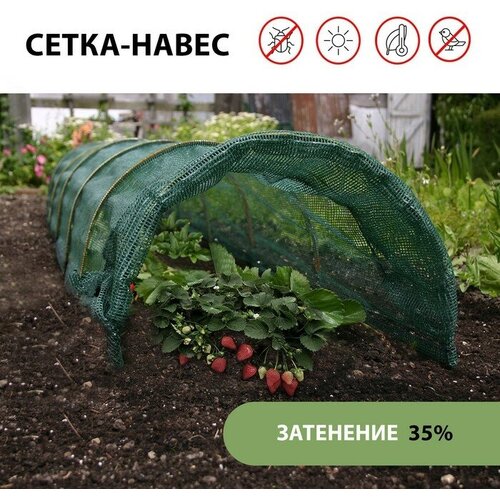 Парник от птиц: сетка 8 × 2 м, затенение 35%; 6 дуг из стеклопластика, d = 4 мм