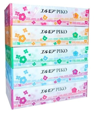 Салфетки бумажные двухслойные мягкие Kami Shodji ELLEMOI "Piko" 160 шт Япония - фотография № 2