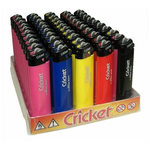 Зажигалка газовая, кремниевая Cricket (Крикет) New Standart, 1 блок ( 50 шт) зажигалка газовая кремневая cricket new standart упаковка 10 штук