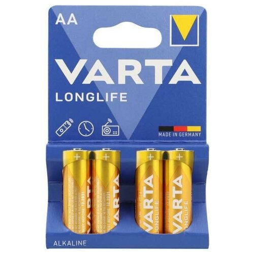 Батарейка Varta LONGLIFE LR6 AA BL4 Alkaline 1.5V (4106) батарейка lr11 6в щелочная varta v11a 11a 6v в блистере 1шт