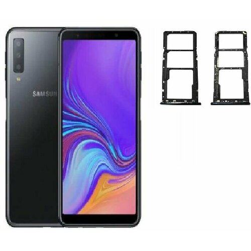 Сим лоток / Держатель сим карты / Контейнер SIM / sim holder SIM для Samsung A7 2018 Черный