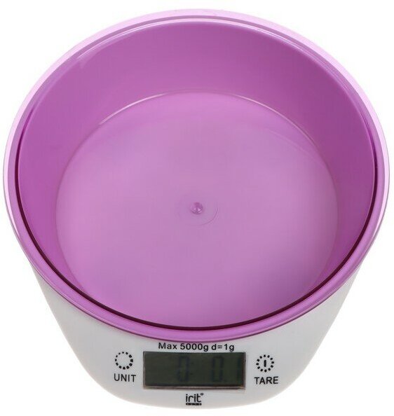 IRIT Весы кухонные Irit IR-7117, электронные, до 5 кг, фиолетовые