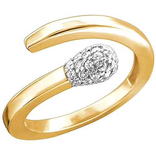 Кольцо Эстет 01К1313179 желтое золото, 585 проба, фианит, размер 16.5