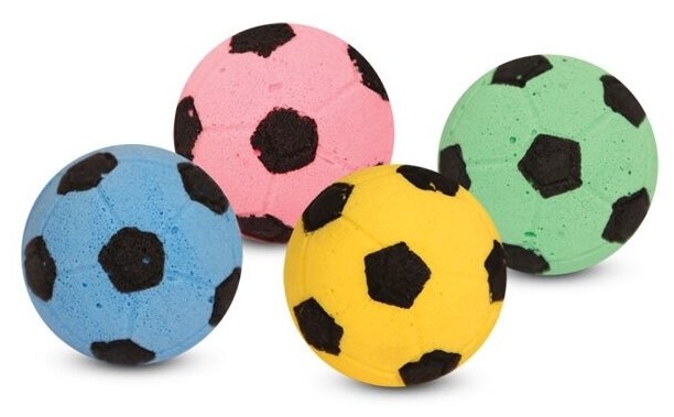 Triol игрушка для кошек "Мяч футбольный", d 40 мм, упаковка 4 шт