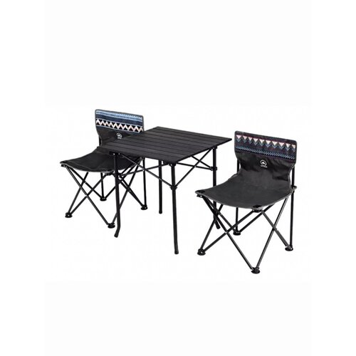 Набор обеденной мебели Складной квадратный стол и 2 стула Xiaomi GOCAMP Folding Table And Chair Set Black (OBS1005)