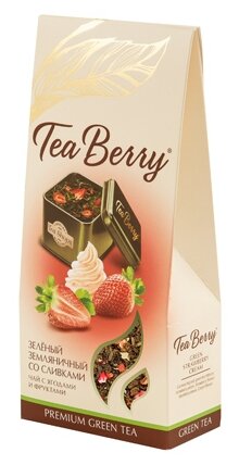 Чай зеленый листовой Tea Berry "Зеленый земляничный со сливками" 100гр - фотография № 1