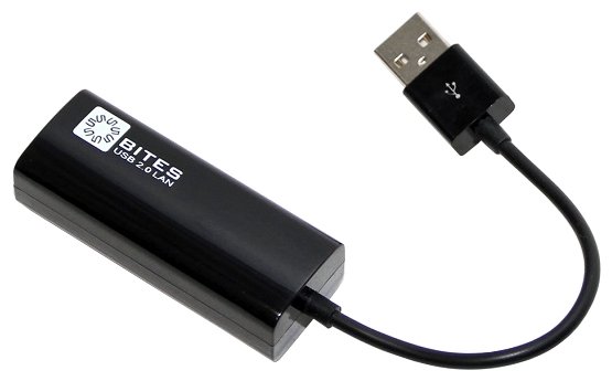 Сетевая карта 5bites UA2-45-02BK USB2.0, RJ45 100 мегабит, черный, 10см