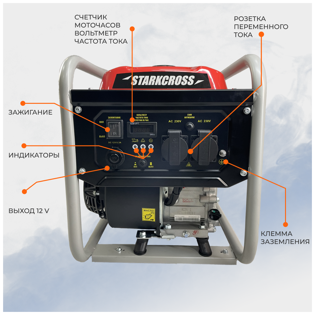 Генератор Бензиновый Инверторный /STARKCROSS SI3800/ 3.8 кВт / 25 кг/ - фотография № 4