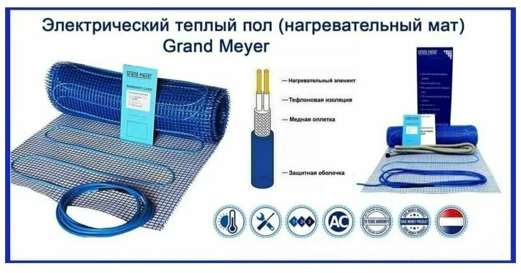 Теплый пол / нагревательный мат Grand Meyer THM180-060 (6 кв. м, 180 Вт). - фотография № 2