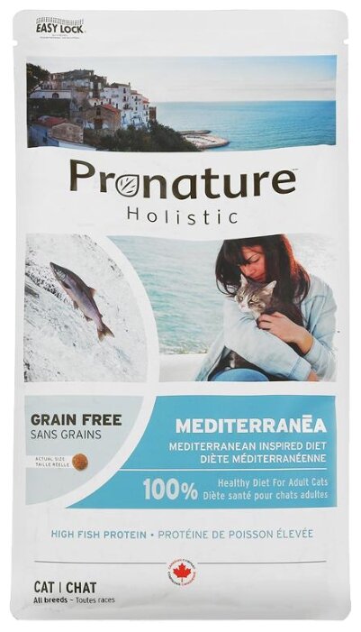 Сухой корм для кошек ProNature Holistic Mediterranea беззерновой с сельдью с лососем с чечевицей