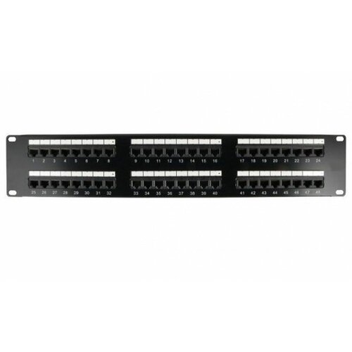 Патч-панель UTP, 19", 48 портов RJ45, cat.5е, 2U, Dual Type, "L"