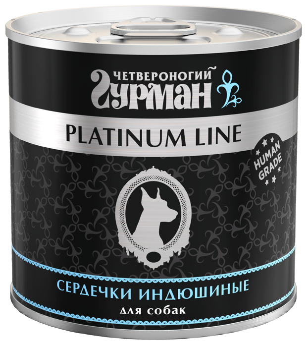 Влажный корм для собак Четвероногий Гурман Platinum line Сердечки беззерновой индюшиные сердечки