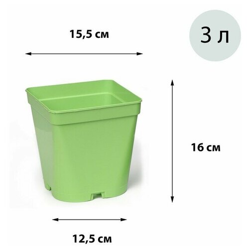 Горшок для рассады, 3 л, 15,5 × 12,5 × 16 см, салатовый, Greengo