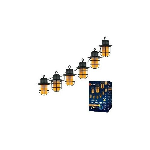 Садовая гирлянда UNIEL UL-00006558 USL-S-121/PT2500 LANTERNS на солнечной батарее, 170 см, черный