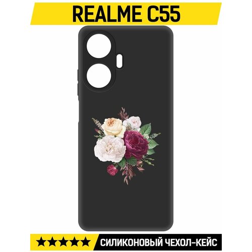 Чехол-накладка Krutoff Soft Case Цветочная композиция для Realme C55 черный чехол накладка krutoff soft case женский день цветочная композиция для realme c15 черный