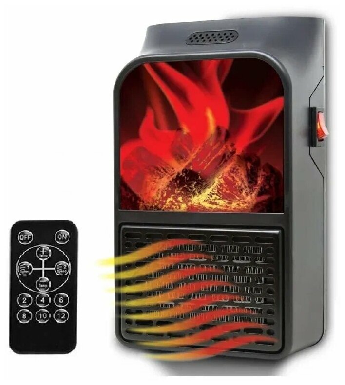 Мини-обогреватель Flame Heater с пультом управления универсальный компактный обогреватель для дома гаража или офиса с имитацией камина