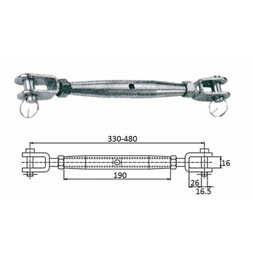 Талреп со стопорн. болт М16 330-480 мм