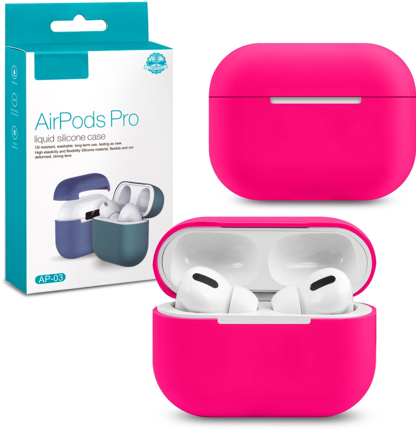 Силиконовый чехол для AirPods Pro розовый / чехол для аирподс про розовый / чехол для airpods pro isa