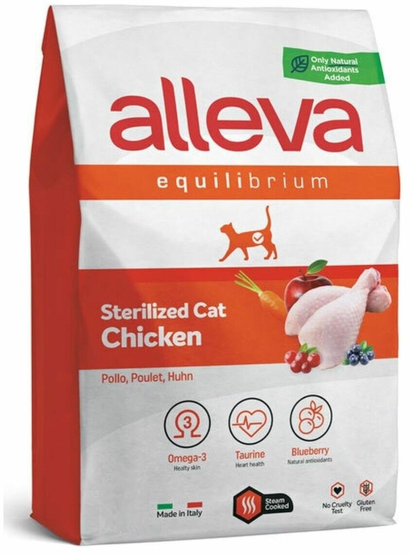 Сухой корм ALLEVA EQUILIBRIUM CHICKEN STERILIZED CAT для кастрированных котов и стерилизованных кошек с курицей 0,4кг