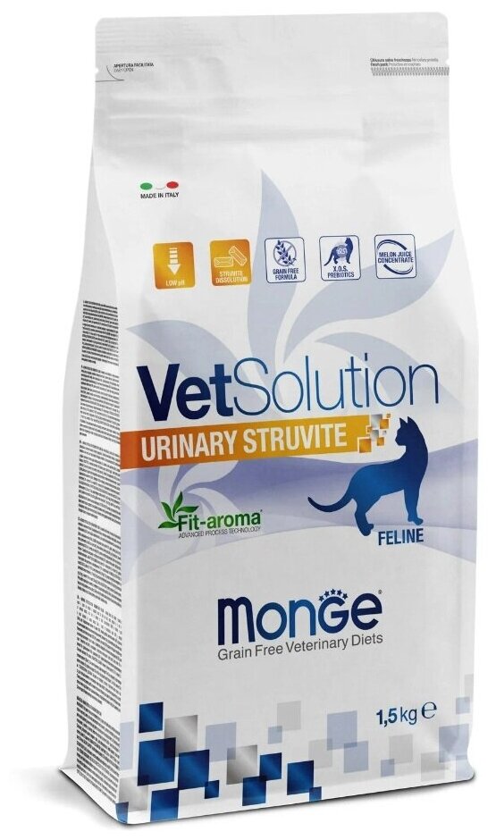 Сухой корм для кошек Monge VetSolution Urinary Struvite диета при МКБ 15 кг