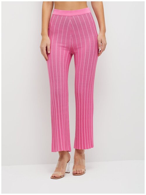 Капри  Sela, свободный силуэт, повседневный стиль, вязаные, без карманов, карманы, пояс на резинке, размер L, розовый
