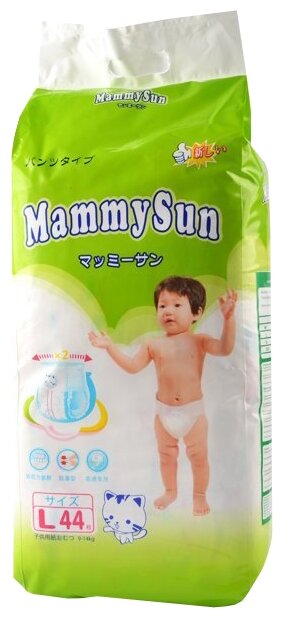 Подгузники-трусики MammySun L (9-14 кг), 44 шт. Mammy Sun - фото №1